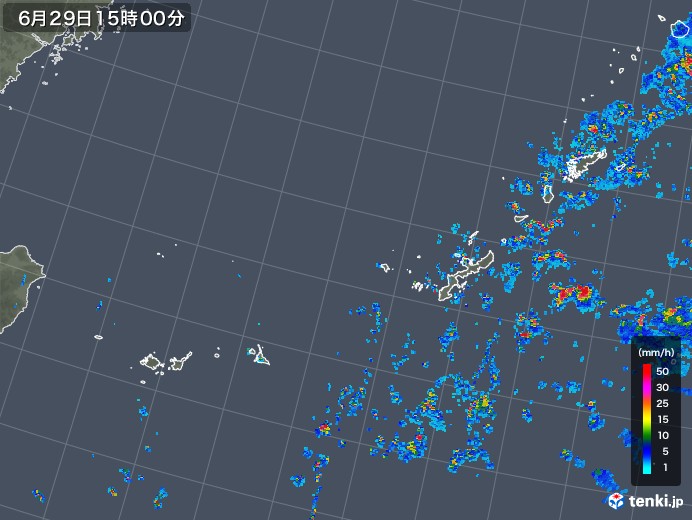 沖縄地方の雨雲レーダー(2018年06月29日)