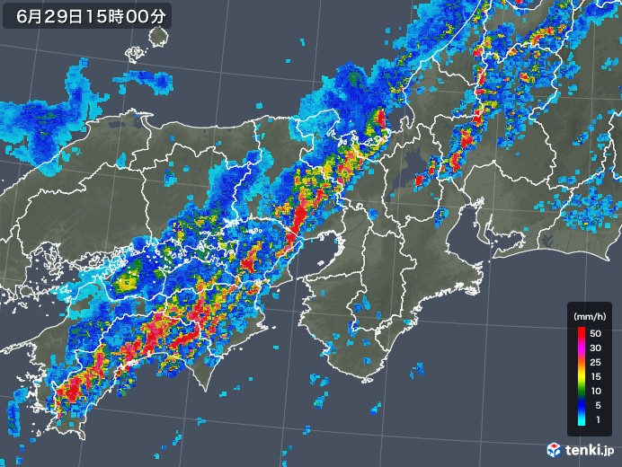 近畿地方の雨雲レーダー(2018年06月29日)