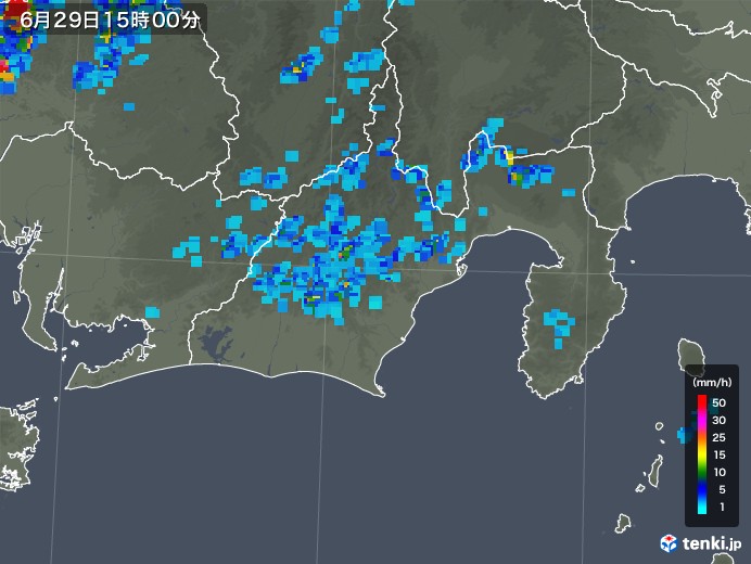 静岡県の雨雲レーダー(2018年06月29日)
