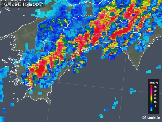 高知県の雨雲レーダー(2018年06月29日)
