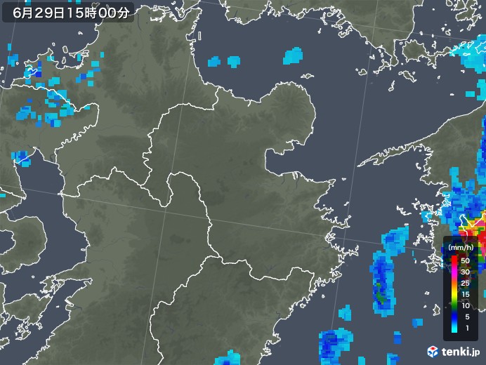 大分県の雨雲レーダー(2018年06月29日)