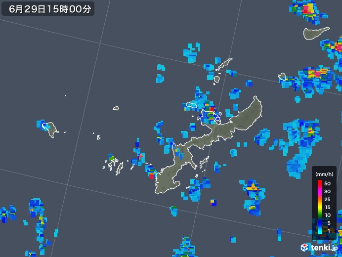 沖縄県の雨雲レーダー(2018年06月29日)