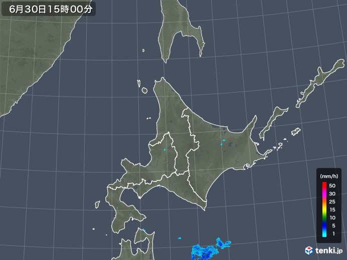 北海道地方の雨雲レーダー(2018年06月30日)