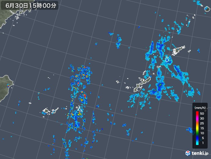 沖縄地方の雨雲レーダー(2018年06月30日)
