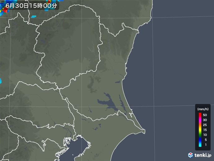 茨城県の雨雲レーダー(2018年06月30日)