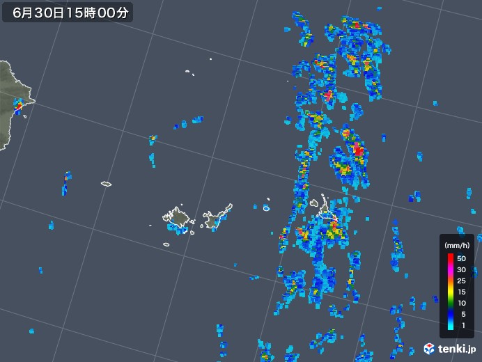 宮古・石垣・与那国(沖縄県)の雨雲レーダー(2018年06月30日)