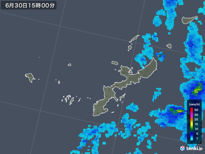 沖縄県の雨雲レーダー(2018年06月30日)