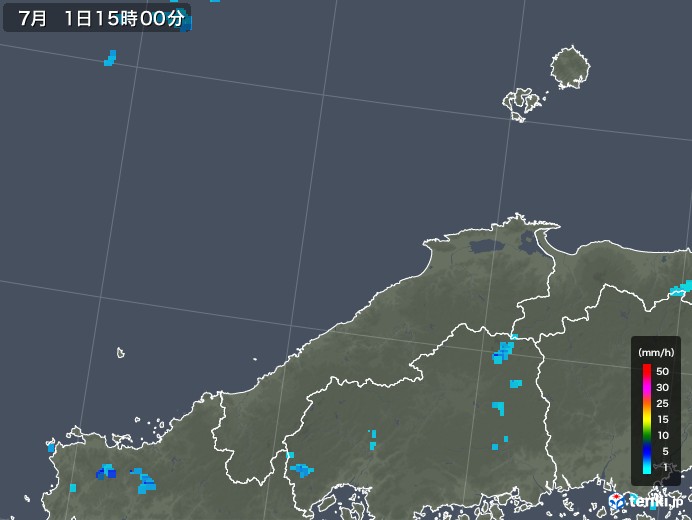 島根県の雨雲レーダー(2018年07月01日)