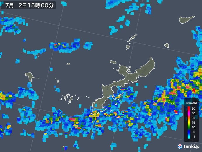 沖縄県の雨雲レーダー(2018年07月02日)