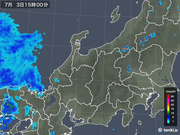 北陸地方の雨雲レーダー(2018年07月03日)
