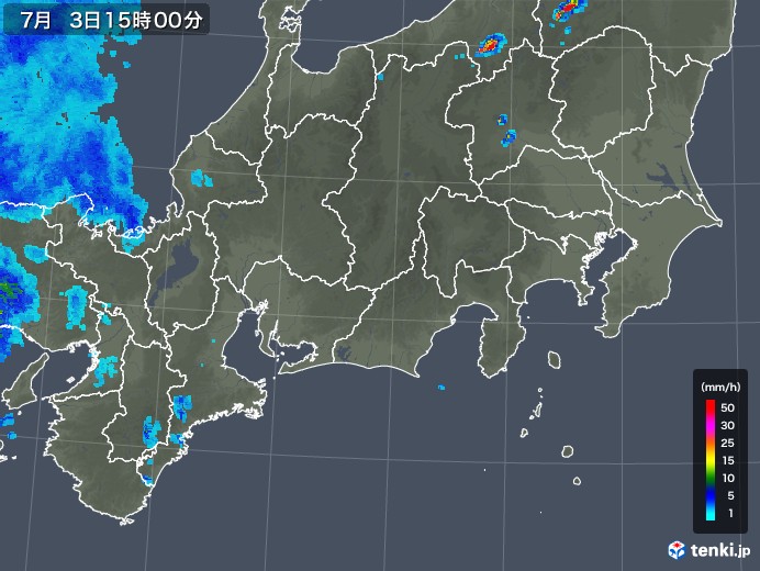 東海地方の雨雲レーダー(2018年07月03日)