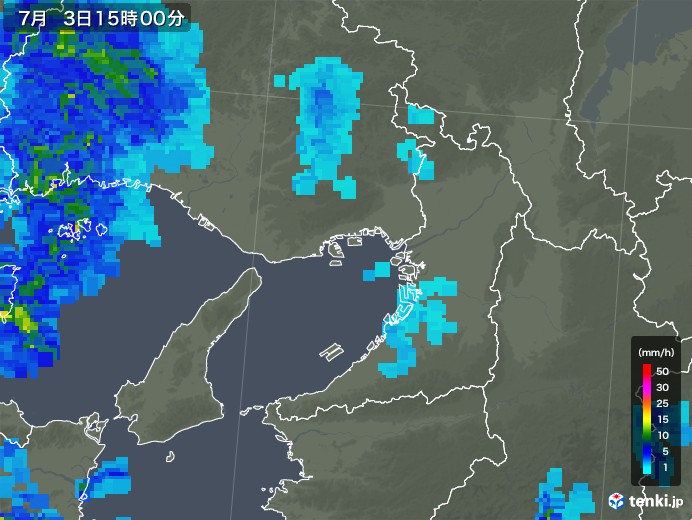 大阪府の雨雲レーダー(2018年07月03日)