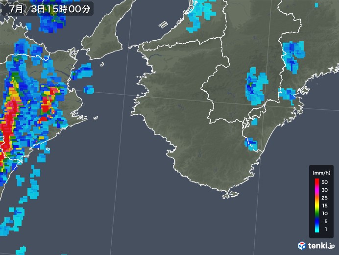 和歌山県の雨雲レーダー(2018年07月03日)