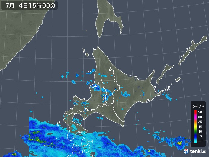 北海道地方の雨雲レーダー(2018年07月04日)