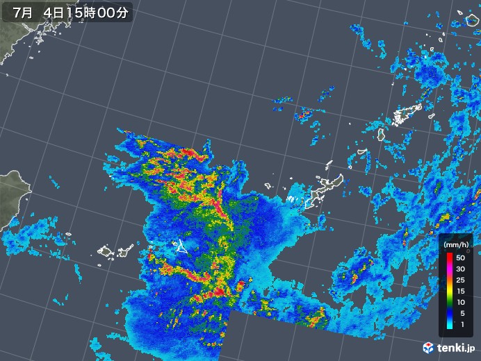 沖縄地方の雨雲レーダー(2018年07月04日)