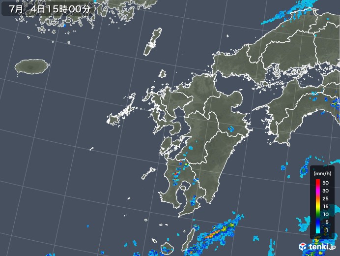 九州地方の雨雲レーダー(2018年07月04日)