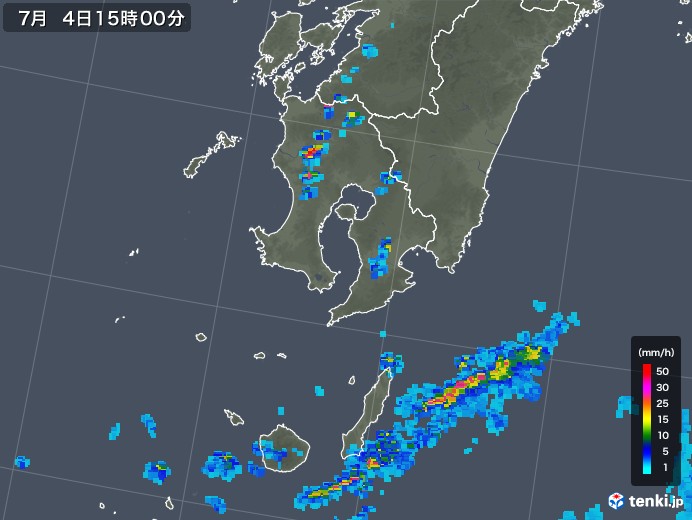 鹿児島県の雨雲レーダー(2018年07月04日)