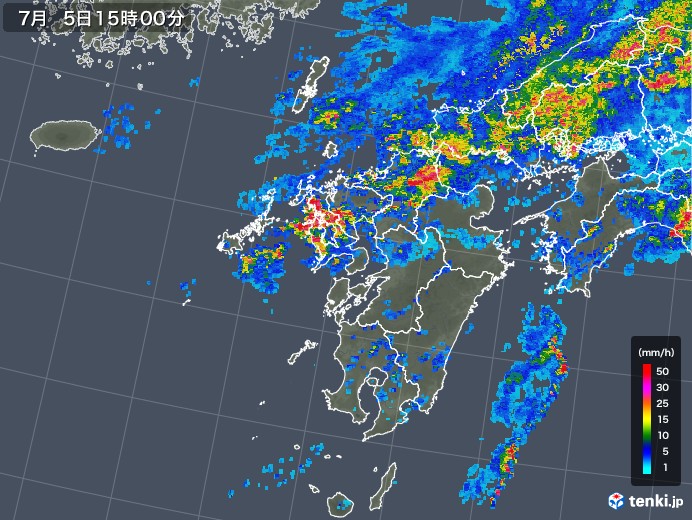 九州地方の雨雲レーダー(2018年07月05日)