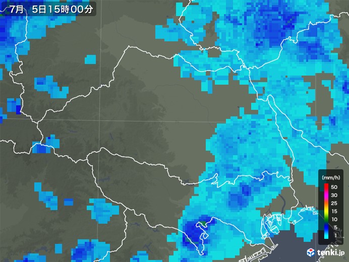埼玉県の雨雲レーダー(2018年07月05日)