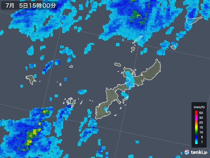 沖縄県の雨雲レーダー(2018年07月05日)