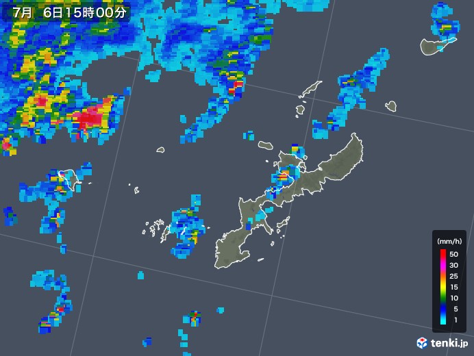 沖縄県の雨雲レーダー(2018年07月06日)