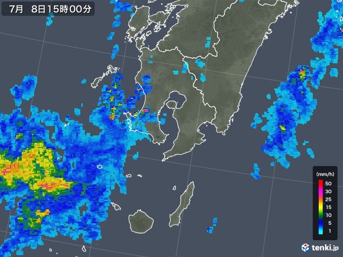 鹿児島県の雨雲レーダー(2018年07月08日)