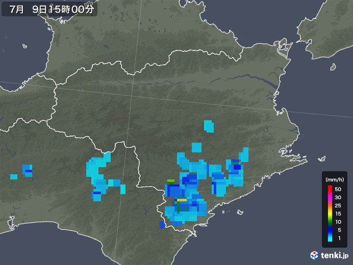 徳島県の雨雲レーダー(2018年07月09日)