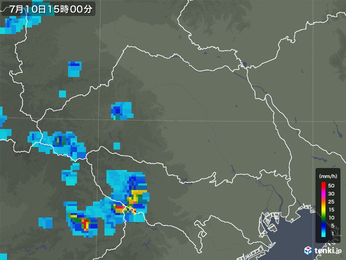 埼玉県の雨雲レーダー(2018年07月10日)