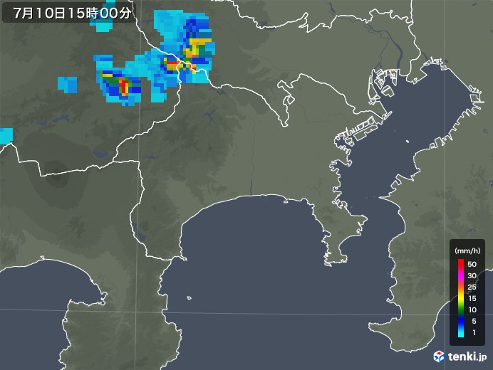 神奈川県の雨雲レーダー(2018年07月10日)