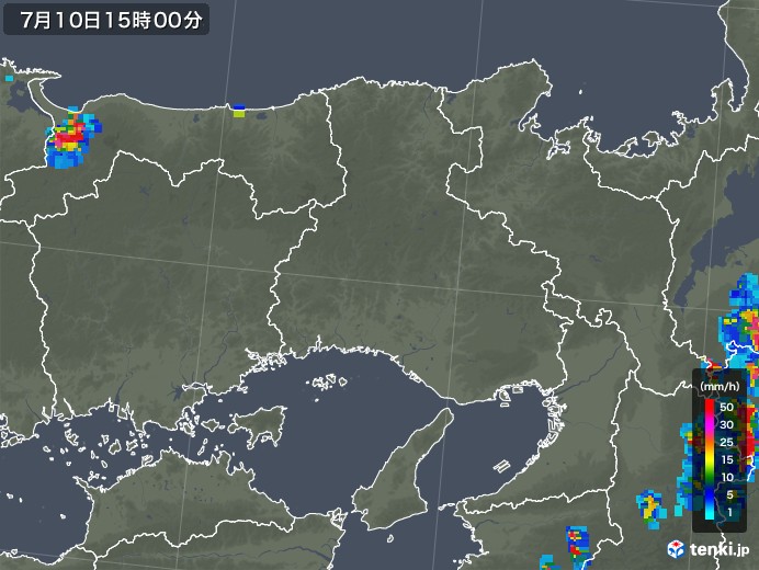兵庫県の雨雲レーダー(2018年07月10日)