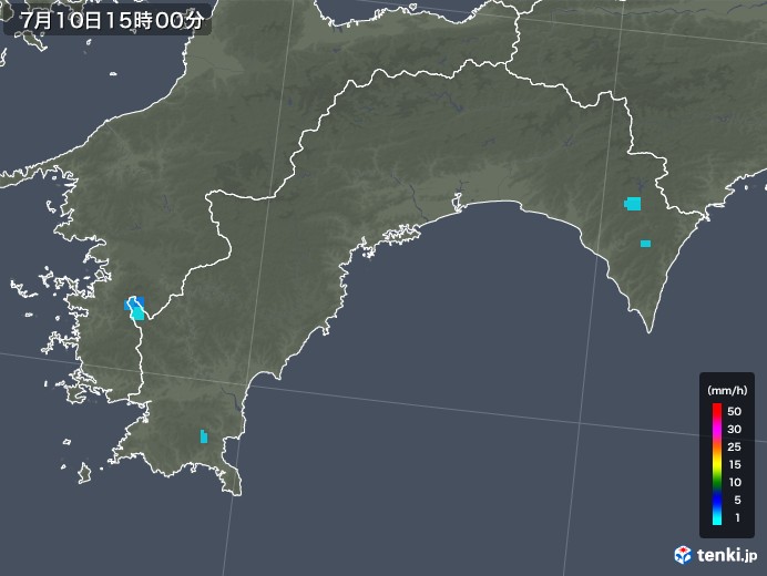 高知県の雨雲レーダー(2018年07月10日)
