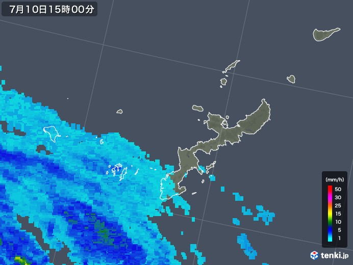 沖縄県の雨雲レーダー(2018年07月10日)