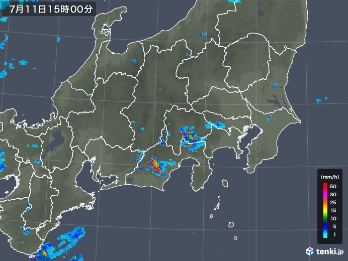 関東・甲信地方の雨雲レーダー(2018年07月11日)