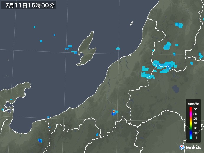新潟県の雨雲レーダー(2018年07月11日)