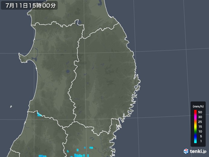 岩手県の雨雲レーダー(2018年07月11日)