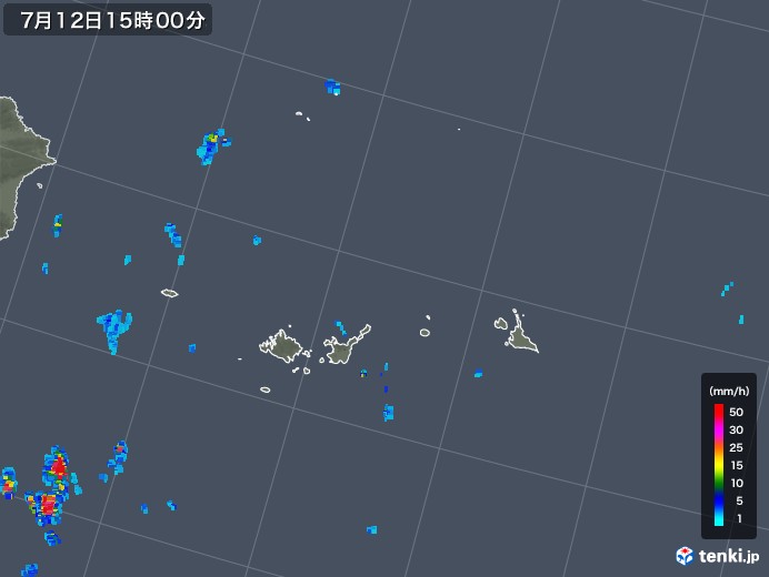 宮古・石垣・与那国(沖縄県)の雨雲レーダー(2018年07月12日)