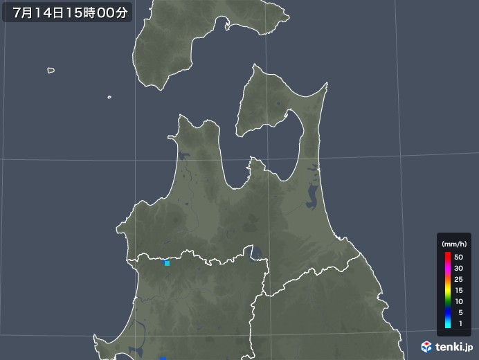 青森県の雨雲レーダー(2018年07月14日)