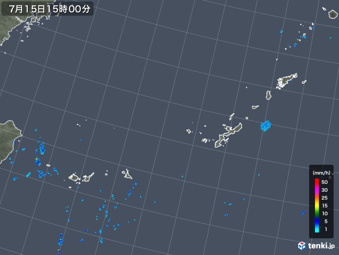 沖縄地方の雨雲レーダー(2018年07月15日)