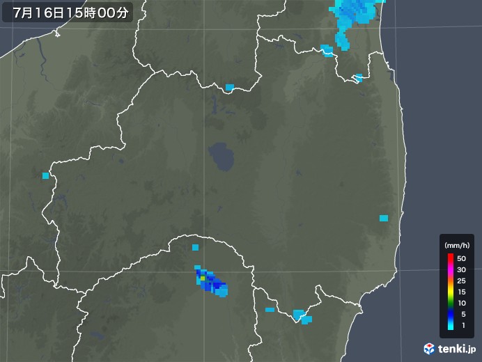 福島県の雨雲レーダー(2018年07月16日)