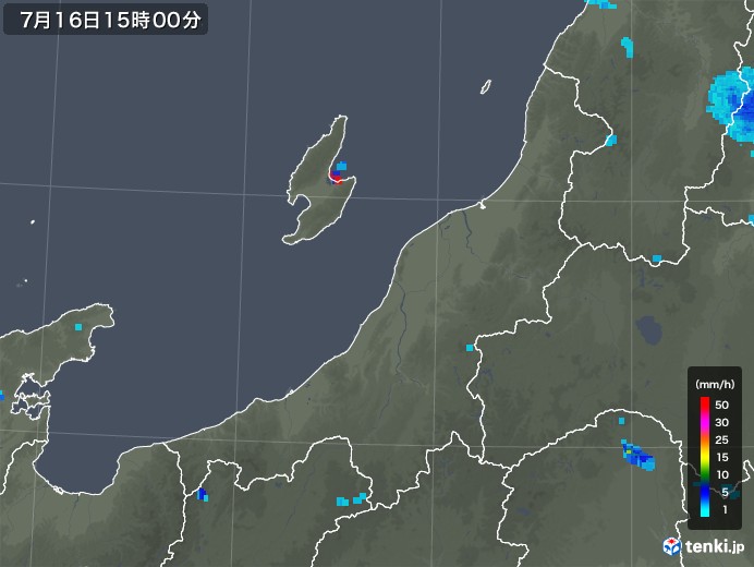 新潟県の雨雲レーダー(2018年07月16日)