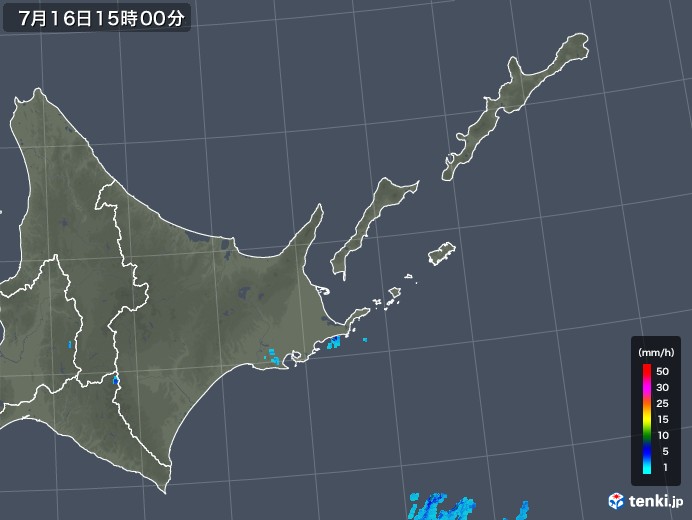 道東の雨雲レーダー(2018年07月16日)