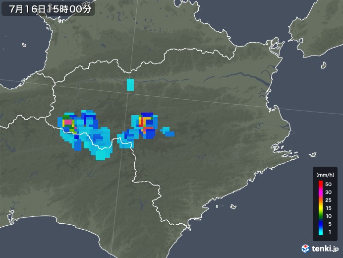 徳島県の雨雲レーダー(2018年07月16日)