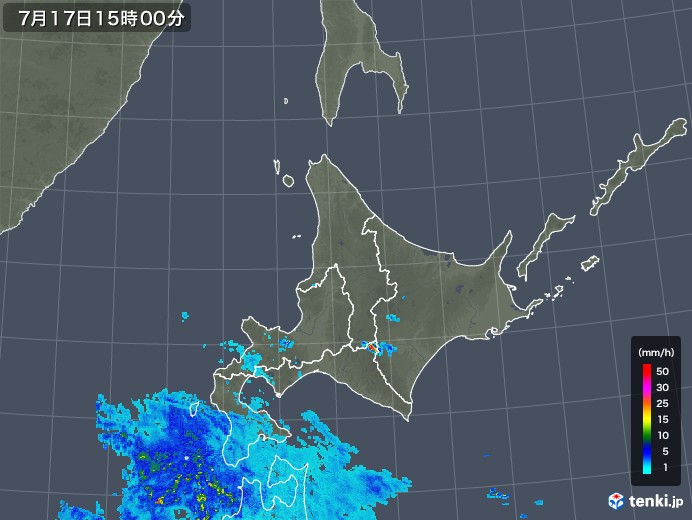 北海道地方の雨雲レーダー(2018年07月17日)
