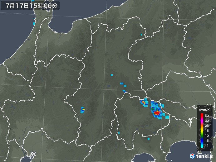 長野県の雨雲レーダー(2018年07月17日)