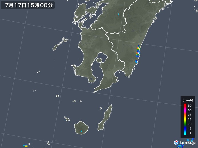鹿児島県の雨雲レーダー(2018年07月17日)