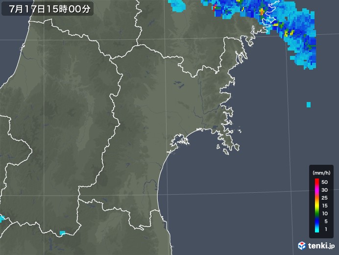 宮城県の雨雲レーダー(2018年07月17日)