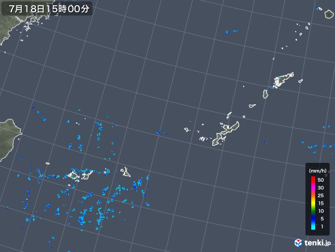 沖縄地方の雨雲レーダー(2018年07月18日)