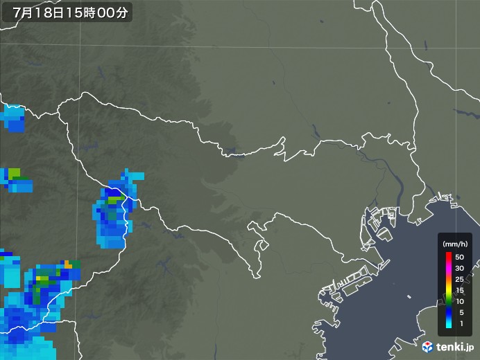 東京都の雨雲レーダー(2018年07月18日)