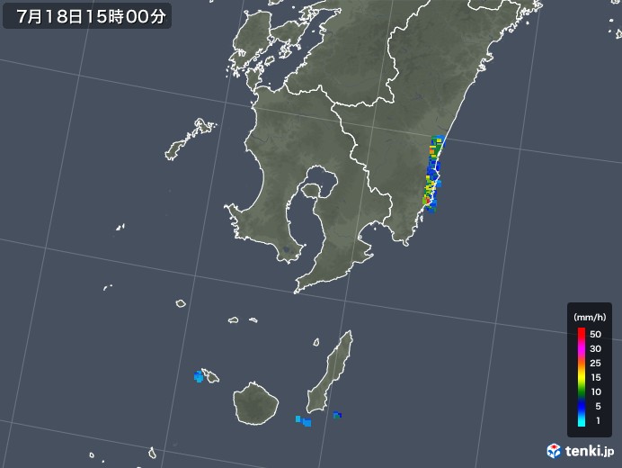 鹿児島県の雨雲レーダー(2018年07月18日)