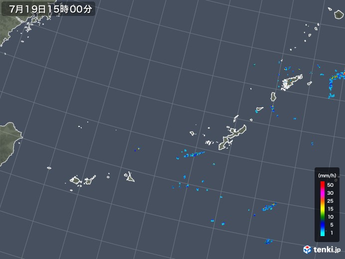 沖縄地方の雨雲レーダー(2018年07月19日)